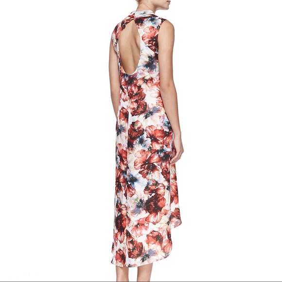 HAUTE HIPPIE FLORAL PRINT HIGH-LOW CHIFFON DRESS - Picture 5 of 7